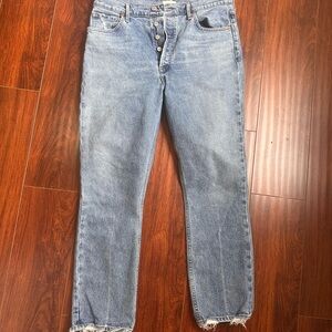 Light Blue Women's High-Waist Button-Fly Jeans